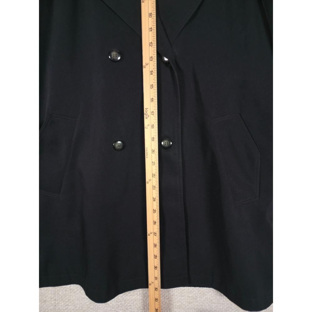 Fleet Street Womens Black Double Breasted Trench Coat Sz 6 *MISSING BELT* - Picture 6 of 10